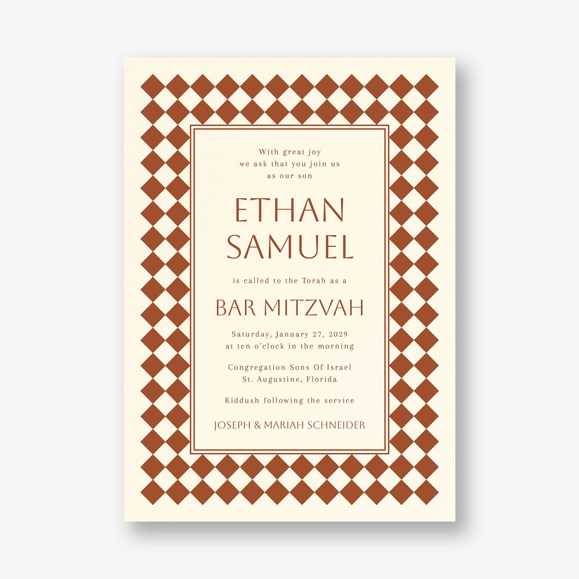 Sophisticated Checker Bar Mitzvah Invitation - Image 4