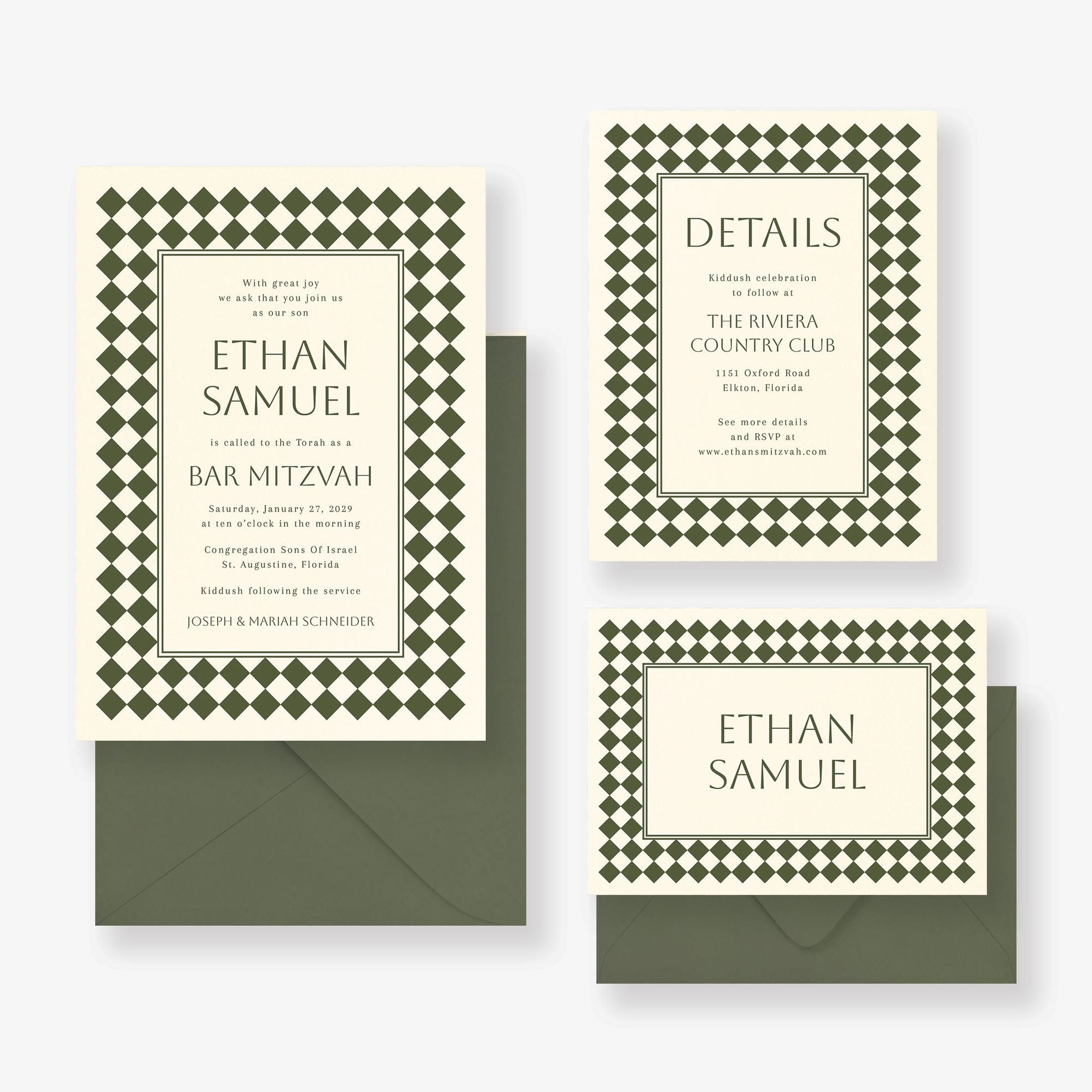 Sophisticated Checker Bar Mitzvah Invitation - Image 5