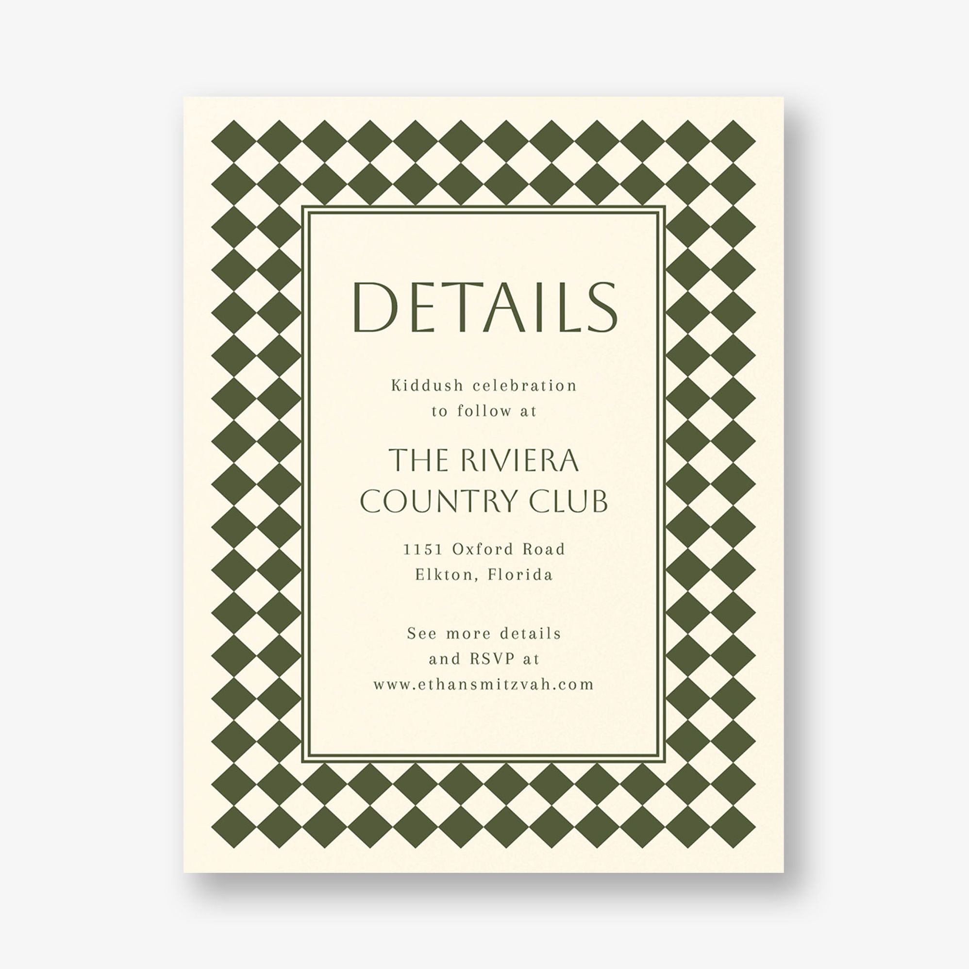 Sophisticated Checker Bar Mitzvah Information