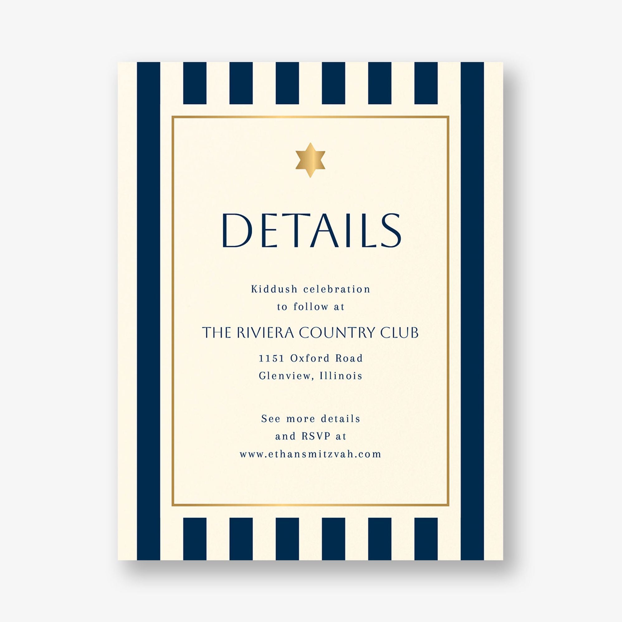 Sophisticated Stripe Foil Bar Mitzvah Information