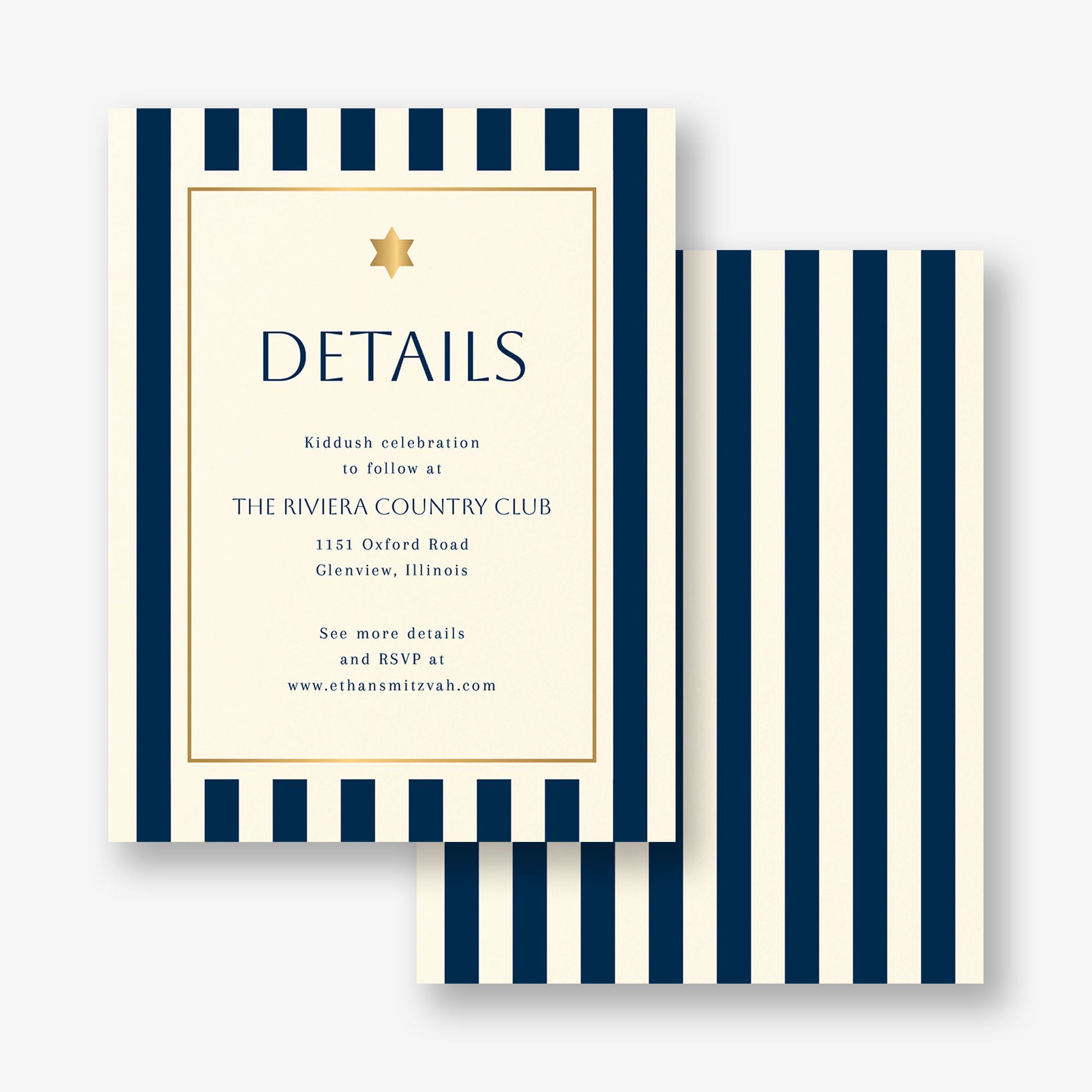 Sophisticated Stripe Foil Bar Mitzvah Information - Image 2