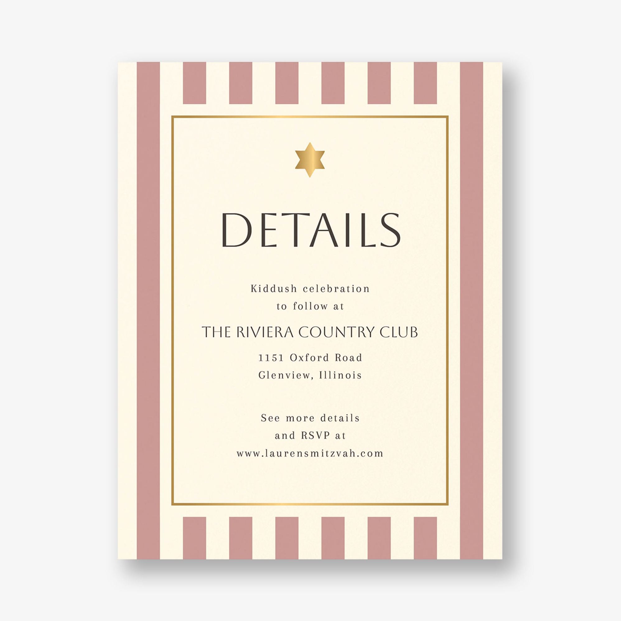 Sophisticated Stripe Foil Bar Mitzvah Information - Image 3
