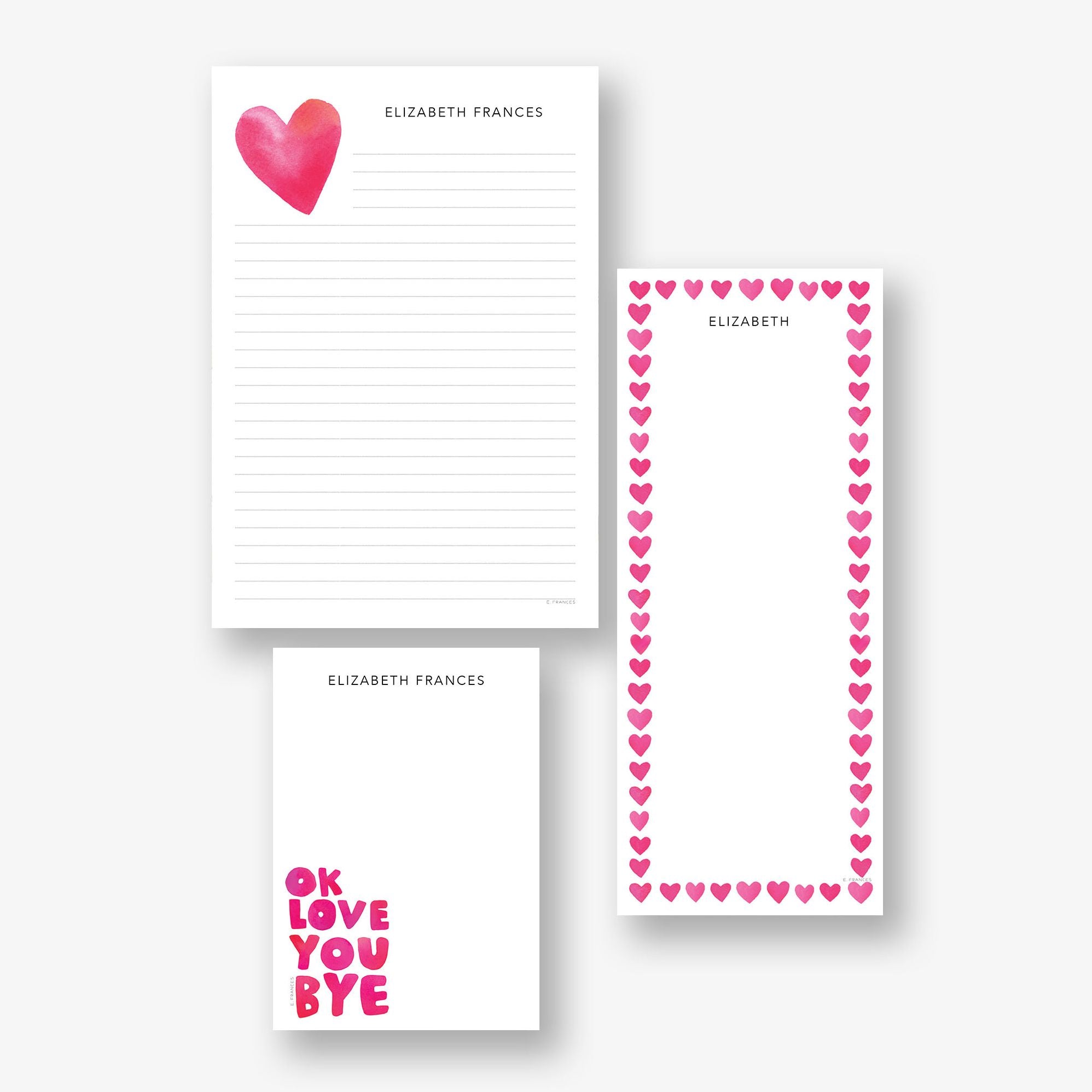 Ok Love You Bye Personalized Mixed Notepad Set