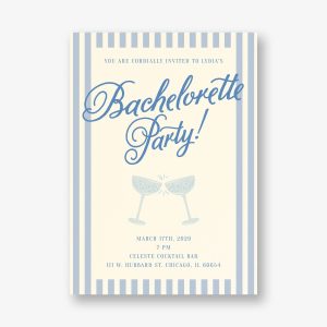 Champagne Stripes Bachelorette Party Invitation