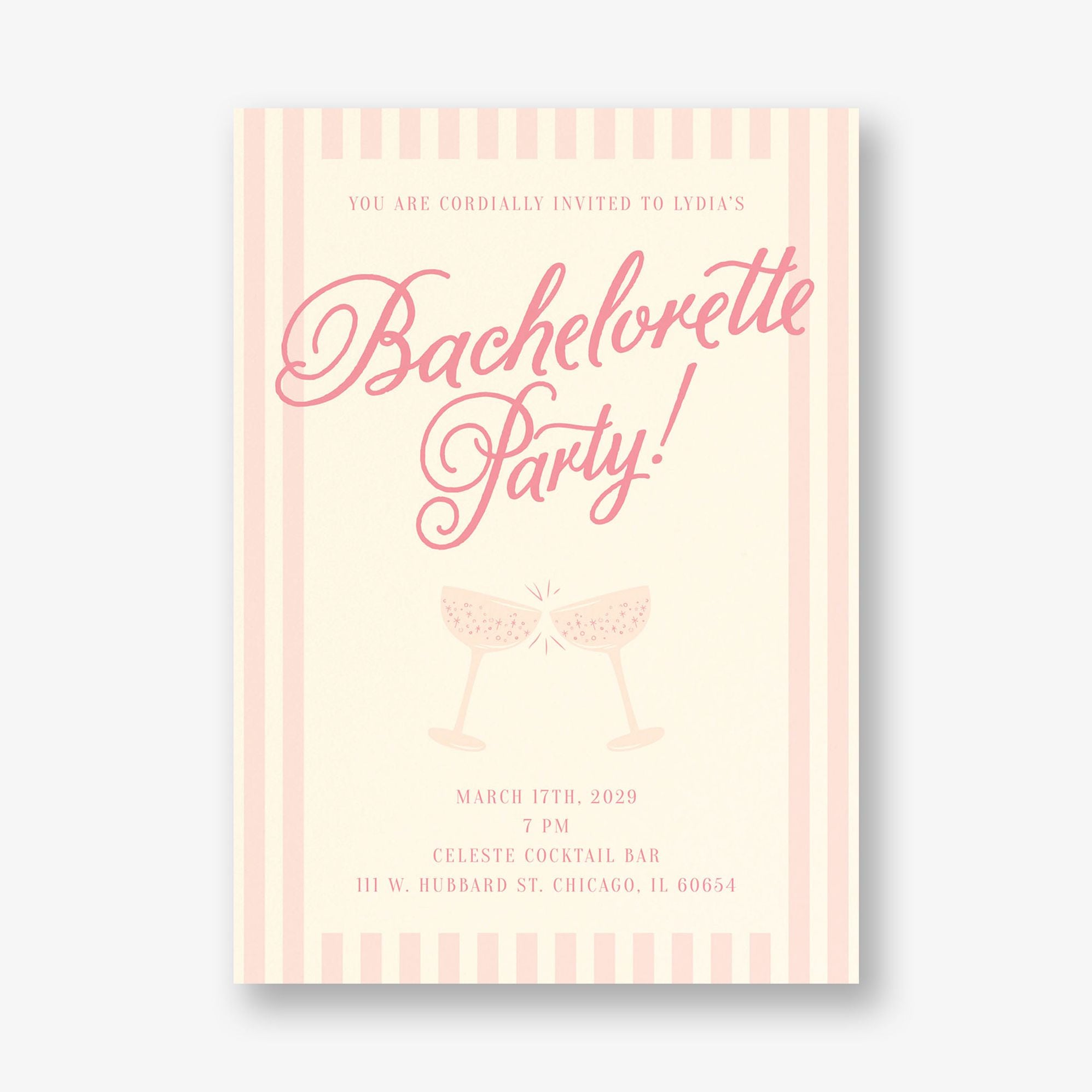 Champagne Stripes Bachelorette Party Invitation - Image 3