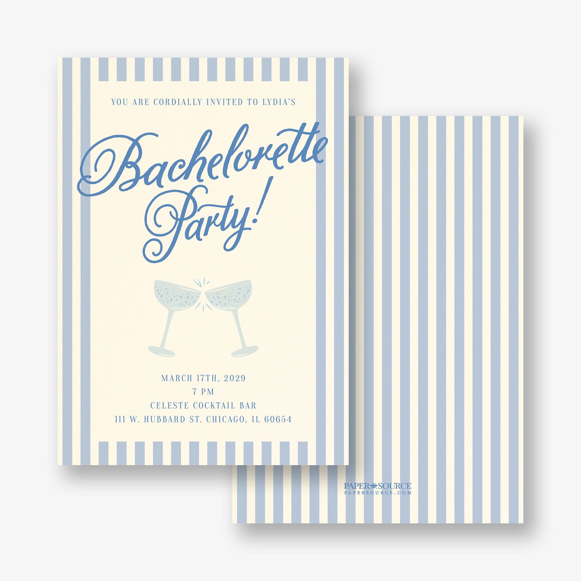 Champagne Stripes Bachelorette Party Invitation - Image 4