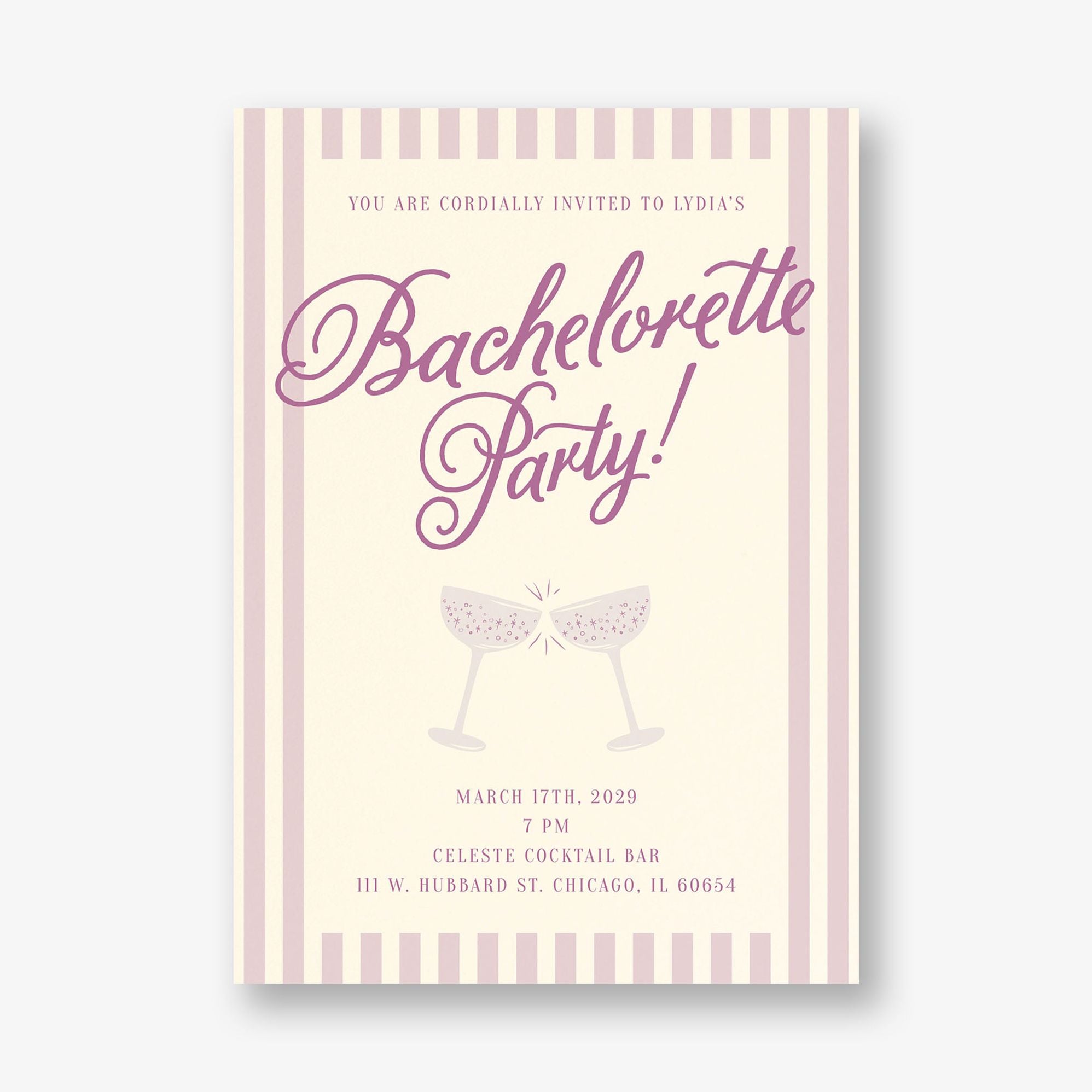 Champagne Stripes Bachelorette Party Invitation - Image 5