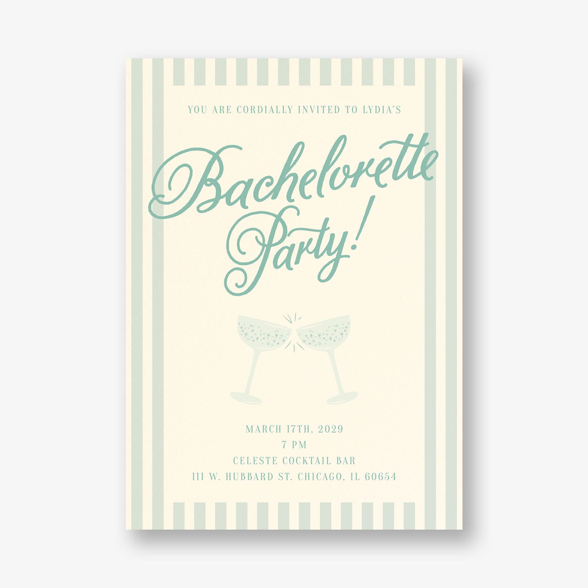 Champagne Stripes Bachelorette Party Invitation - Image 6
