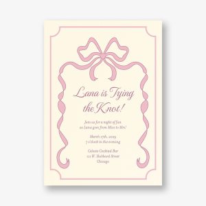 Flowy Bow Border Bachelorette Party Invitation