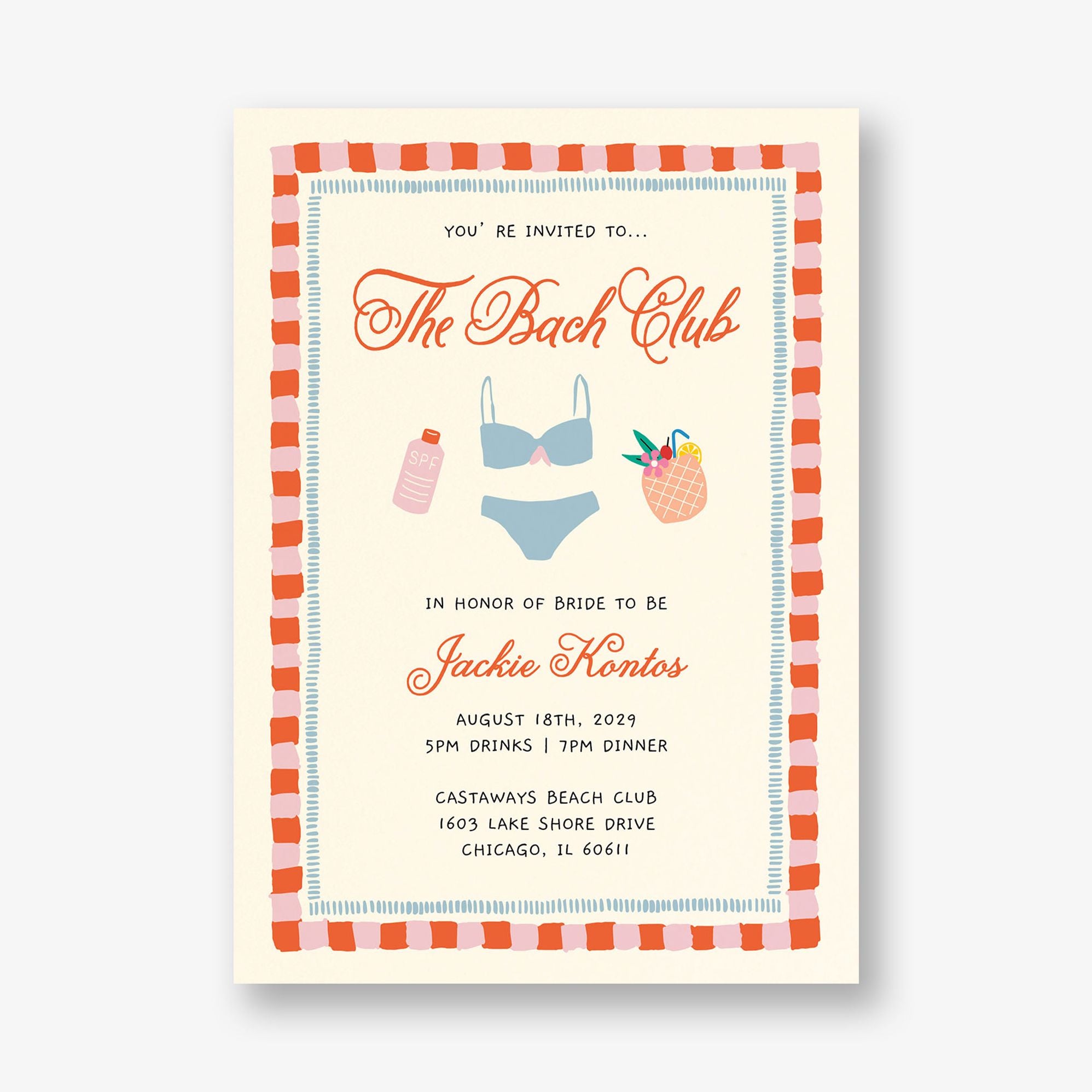 Beach Babe Bachelorette Party Invitation