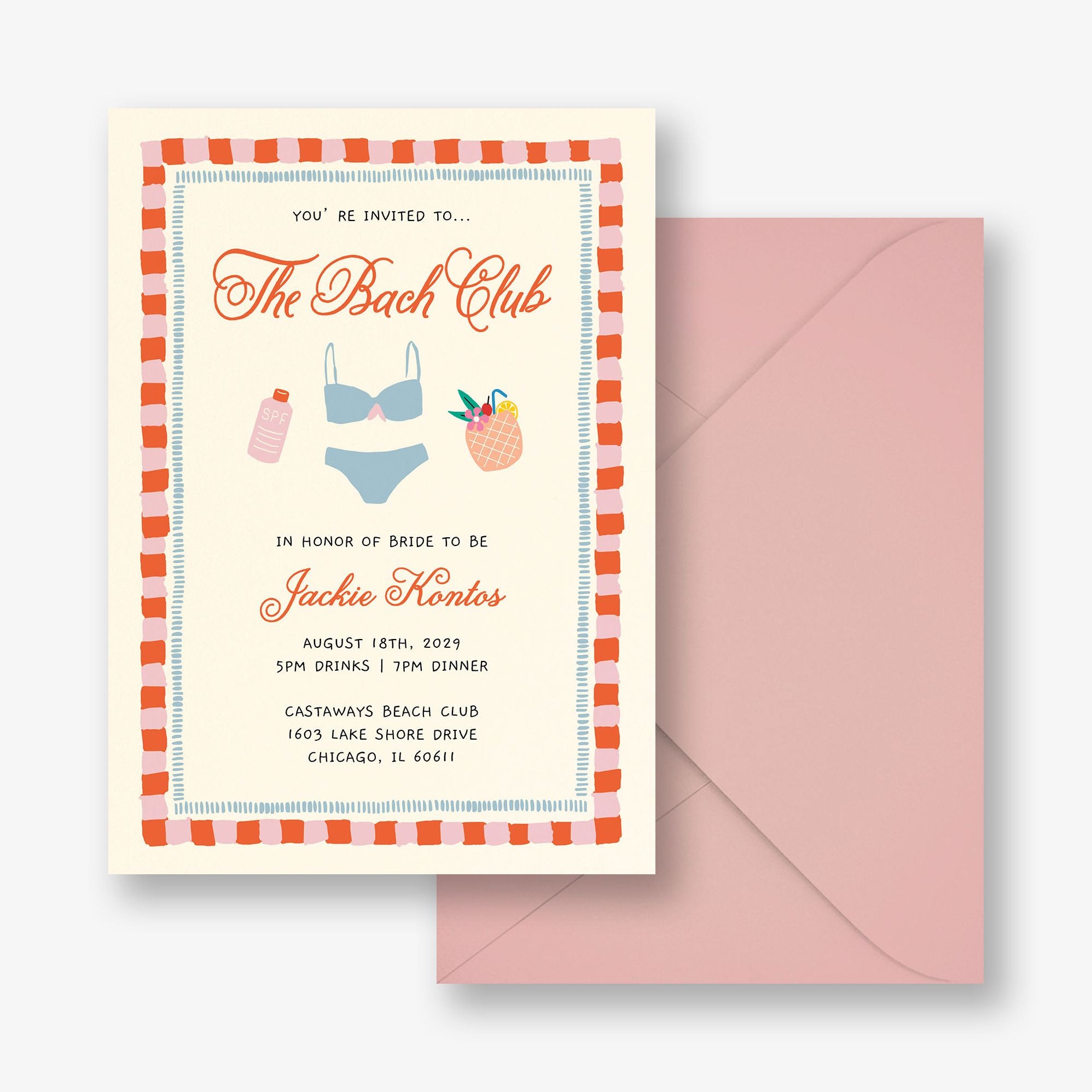Beach Babe Bachelorette Party Invitation - Image 2