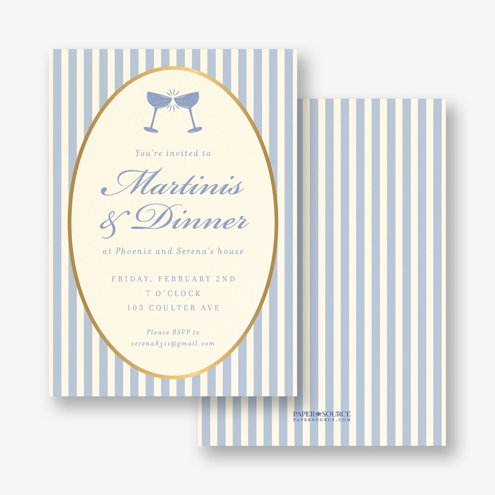 Posh Stripe Champagne Foil Party Invitation - Image 2