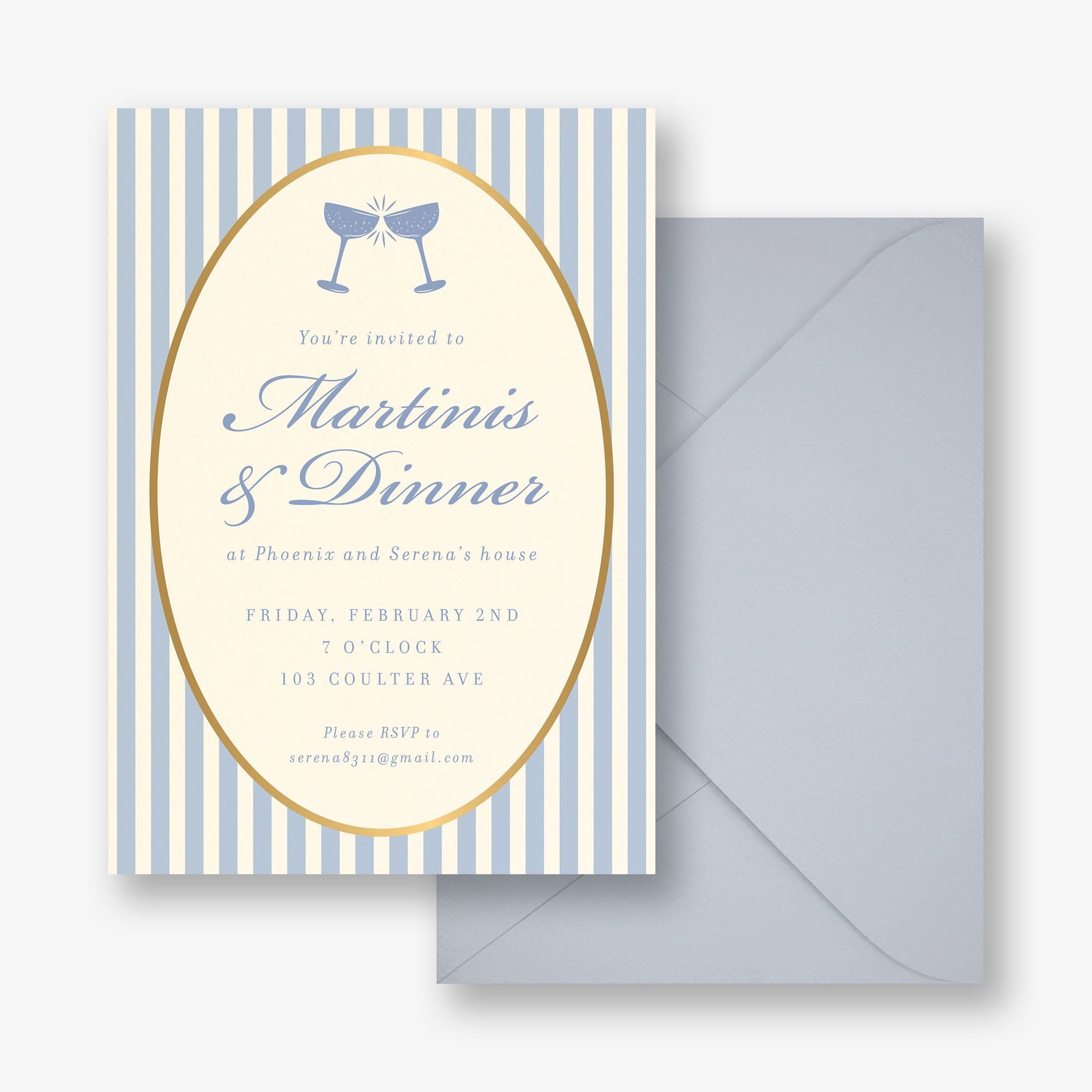 Posh Stripe Champagne Foil Party Invitation - Image 3