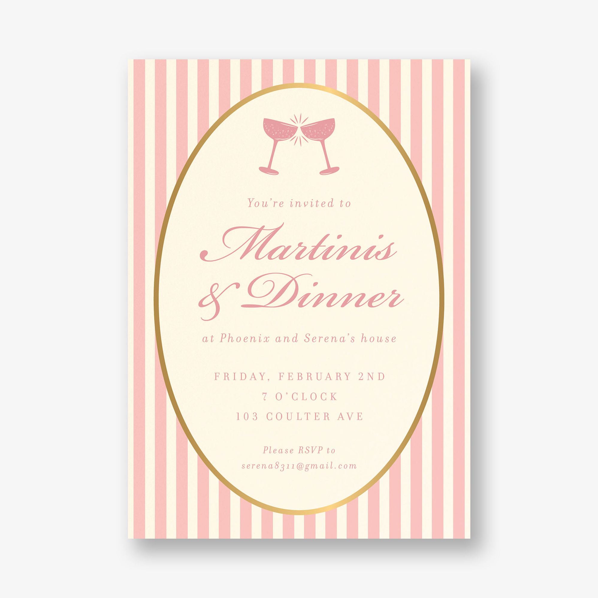 Posh Stripe Champagne Foil Party Invitation - Image 4