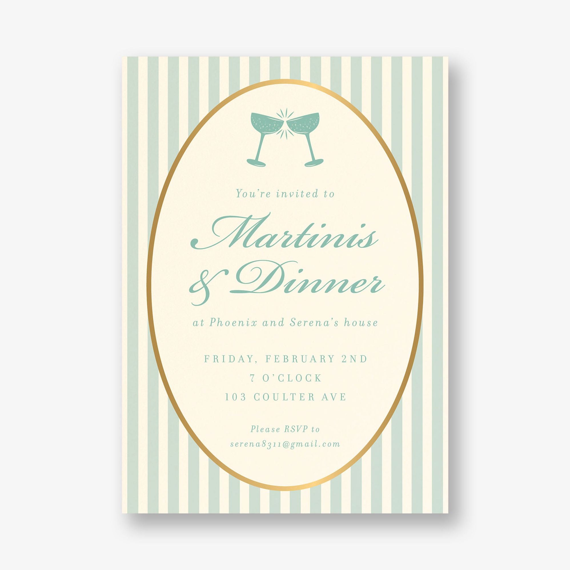 Posh Stripe Champagne Foil Party Invitation - Image 5