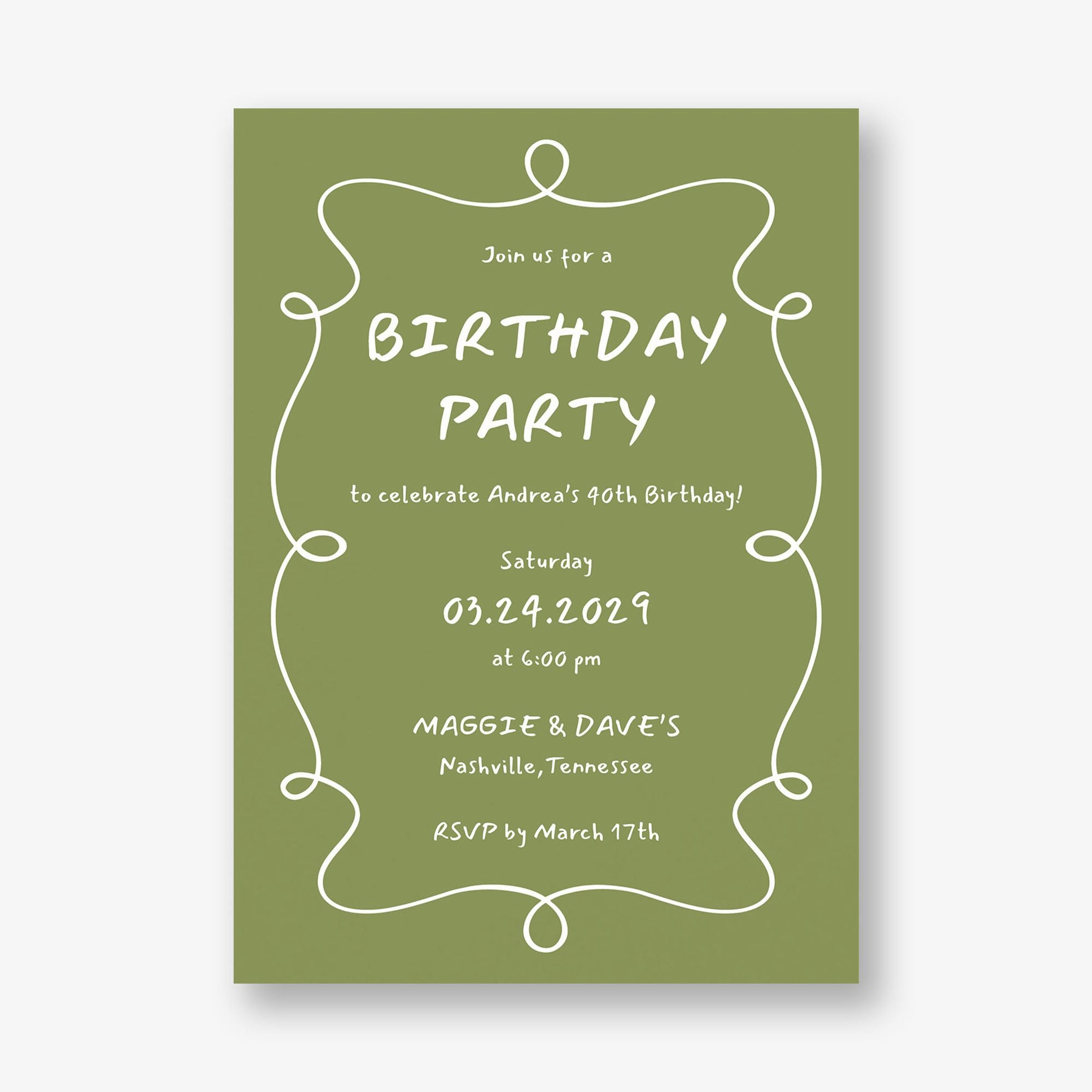 Doodle Border Party Invitation