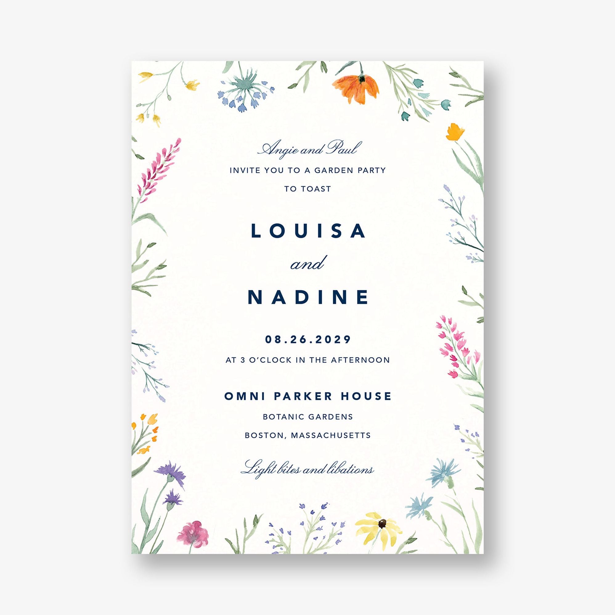 Watercolor Wildflowers Party Invitation