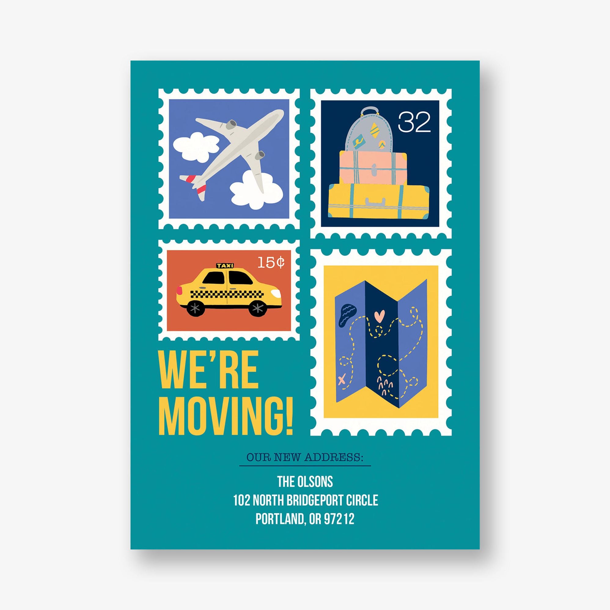 Postage Stamps Moving Announcement