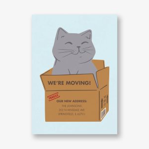 Cat in a Box Moving Announcement