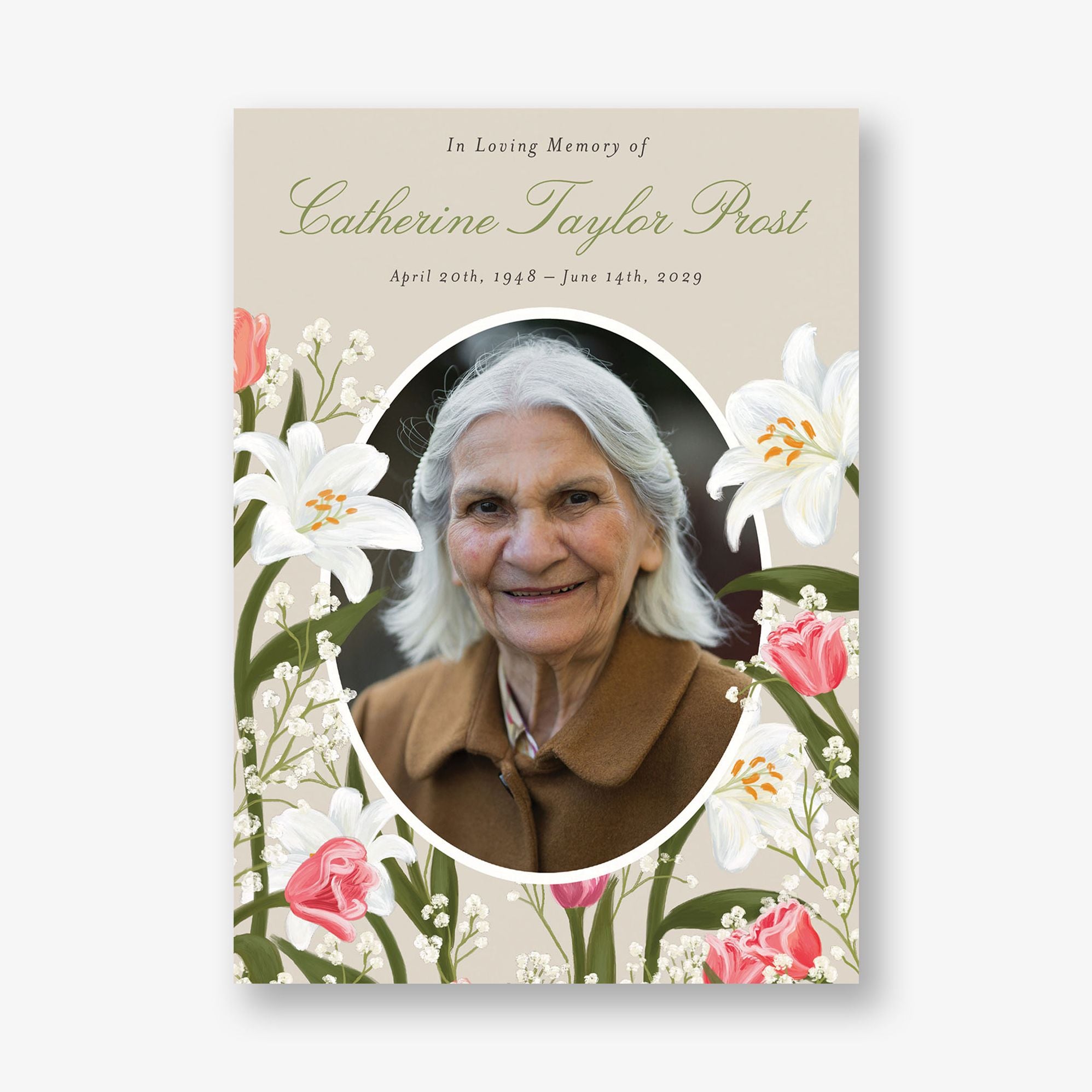 Lily Frame Photo Memorial Card