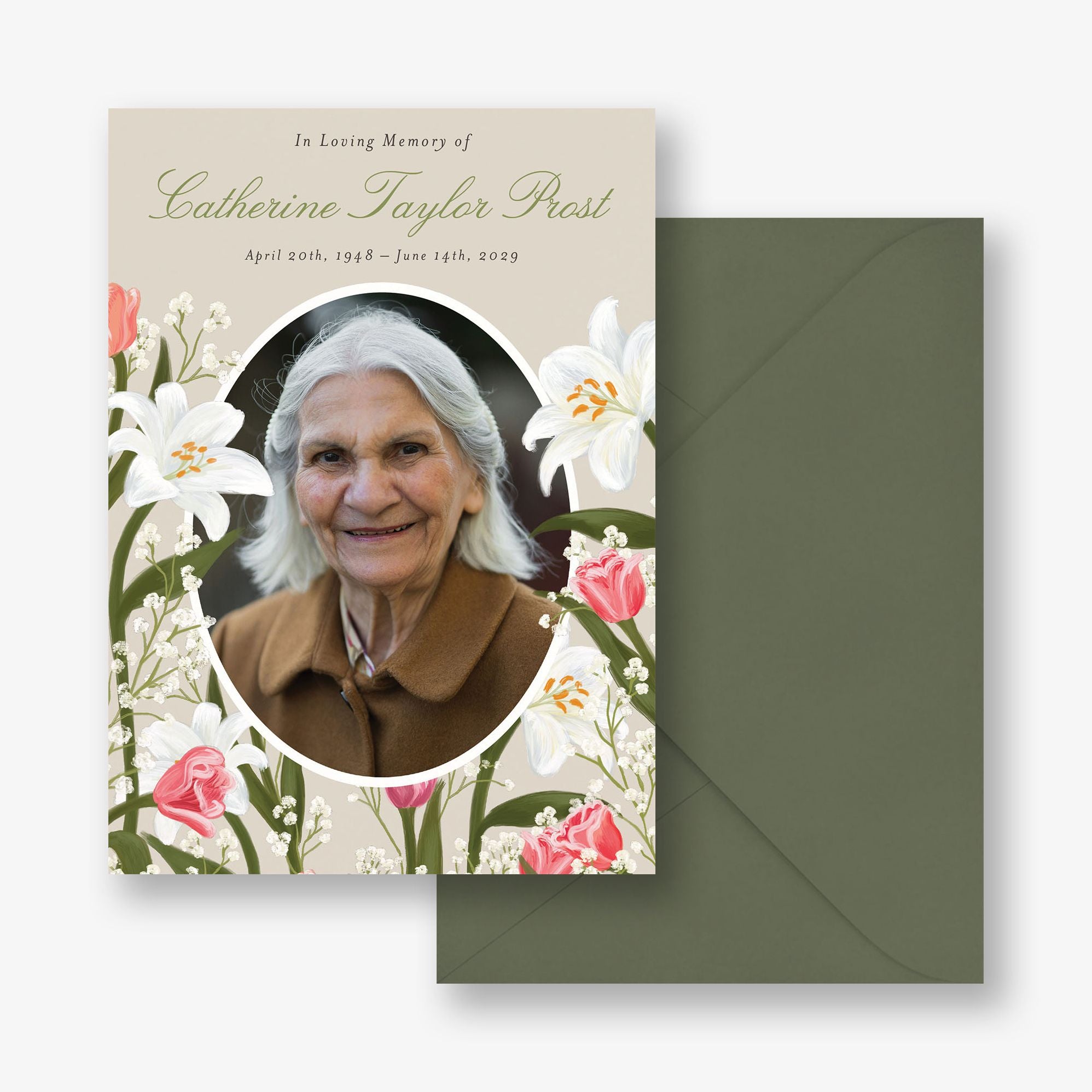Lily Frame Photo Memorial Card - Image 2