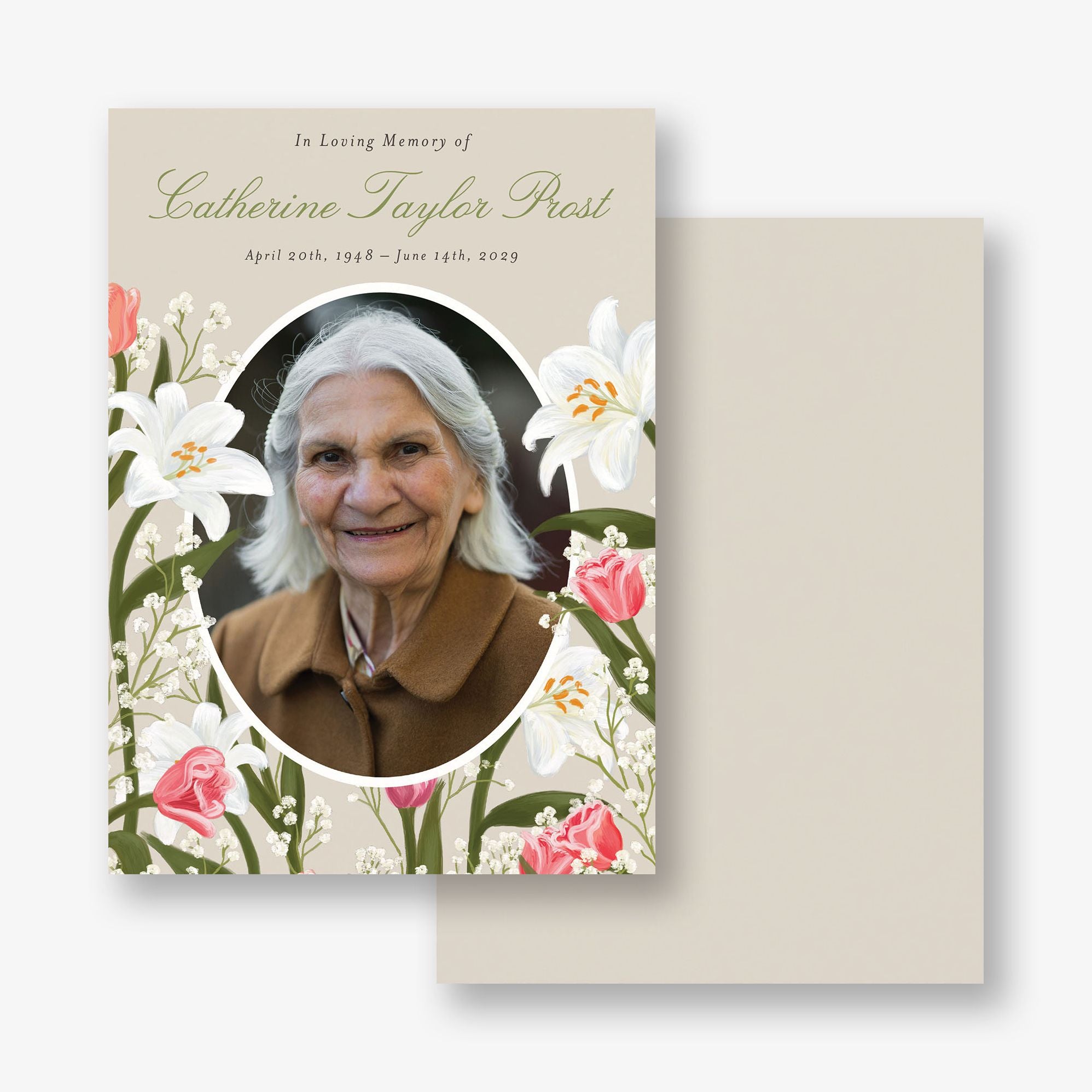 Lily Frame Photo Memorial Card - Image 3