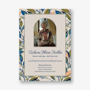 Foliage Frame Photo Memorial Card
