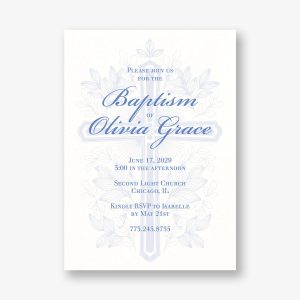 Foliage Cross Baptism Invitation