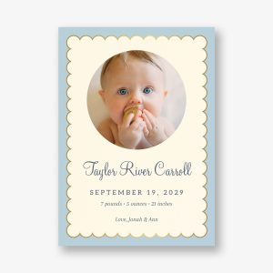 Scalloped Foil Border Photo Baby Announcement