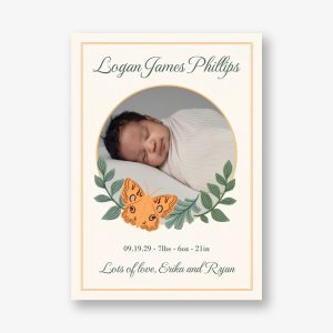 Butterfly Frame Photo Baby Announcement