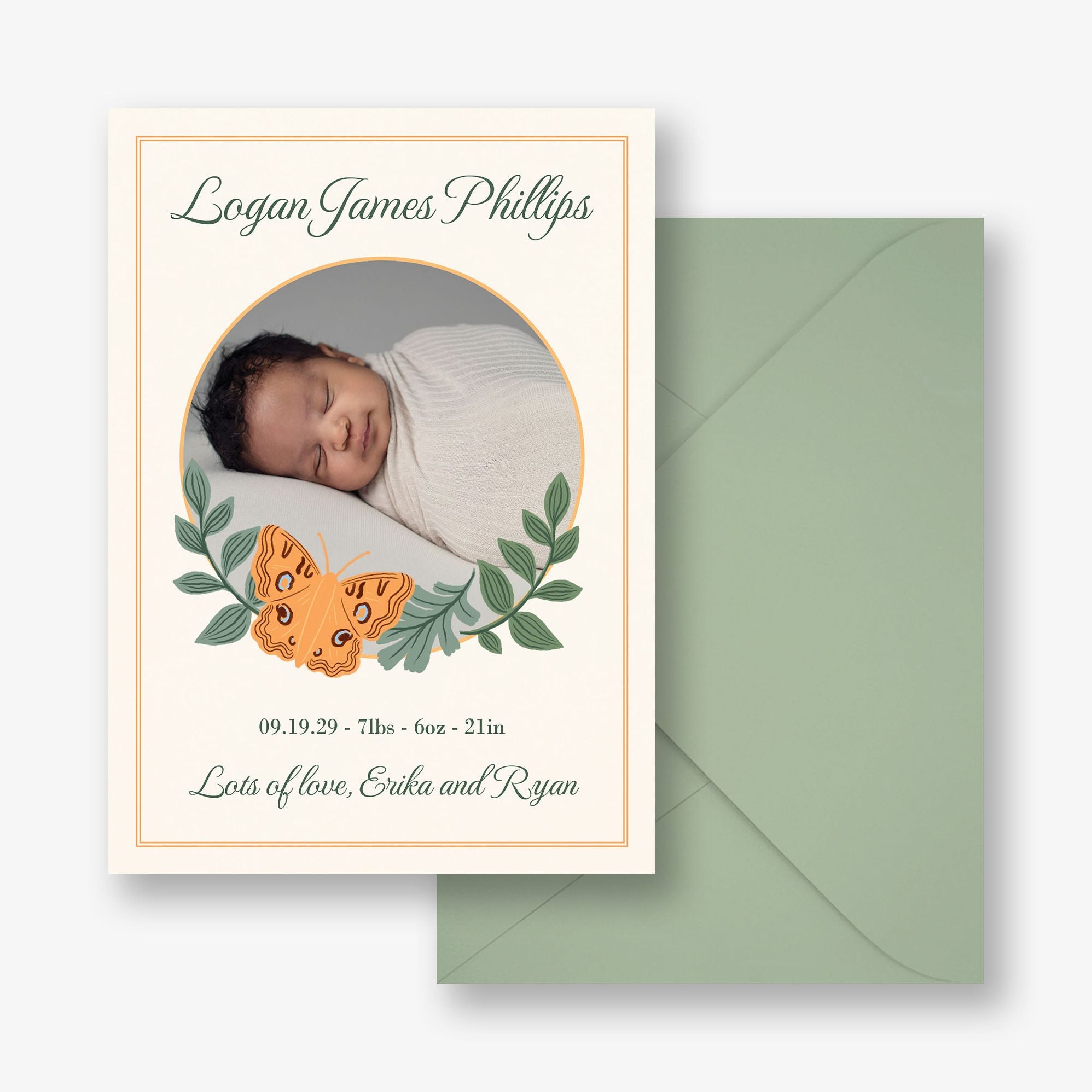 Butterfly Frame Photo Baby Announcement - Image 2