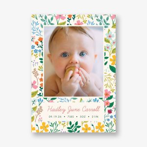 Playful Florals Photo Baby Announcement