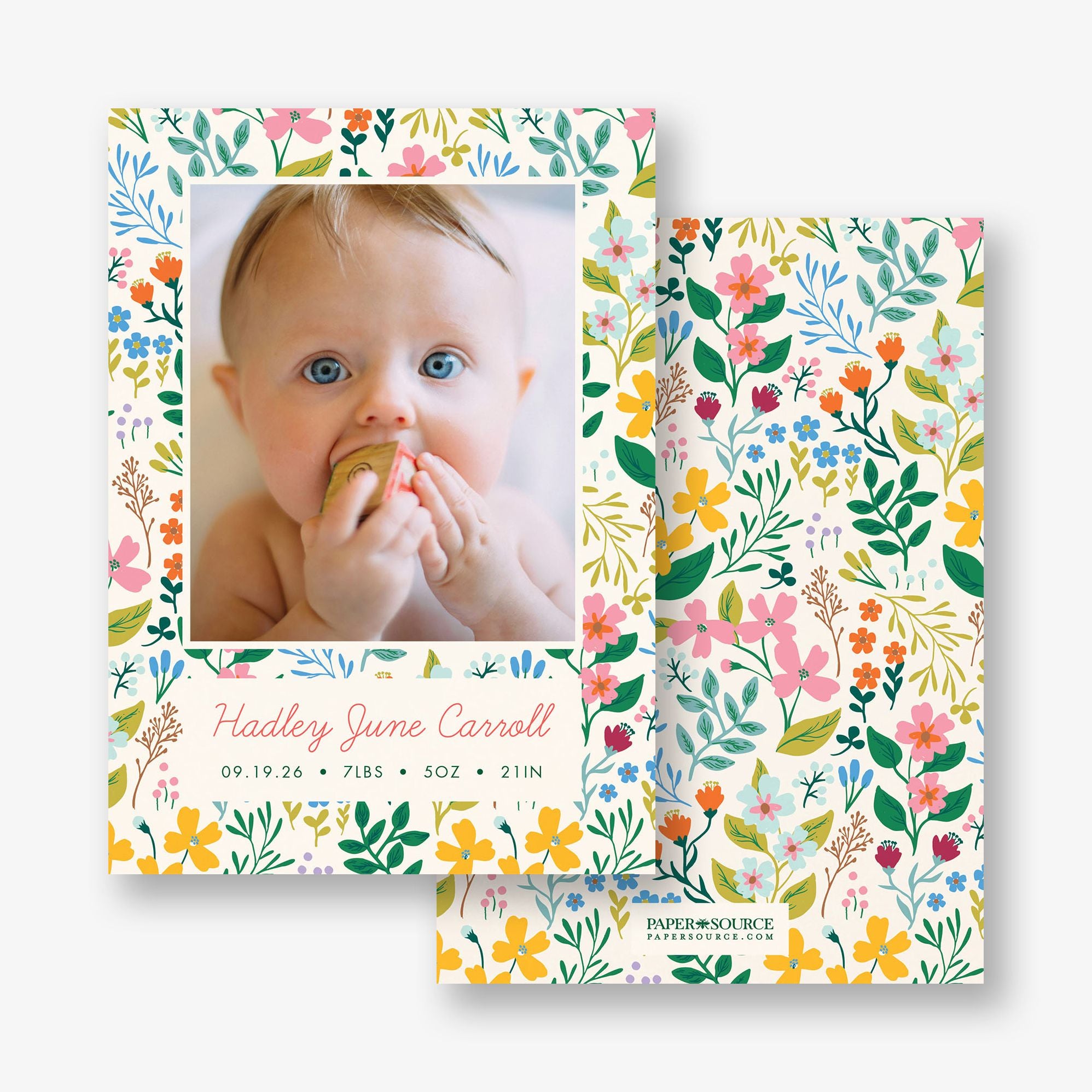 Playful Florals Photo Baby Announcement - Image 3