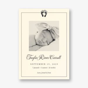 Stamped Footprints Photo Baby Announcement