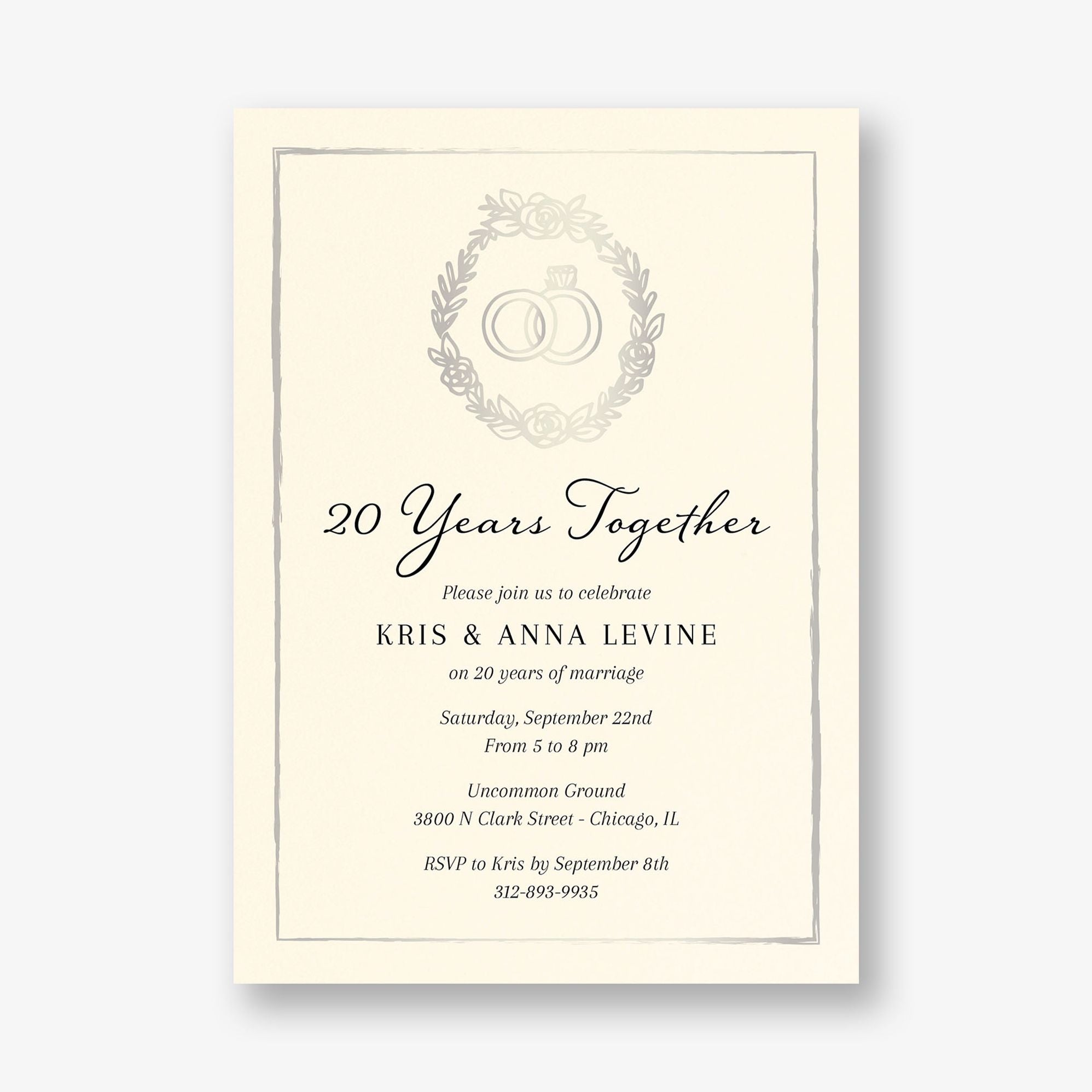 Wreath Rings Foil Anniversary Invitation - Image 3