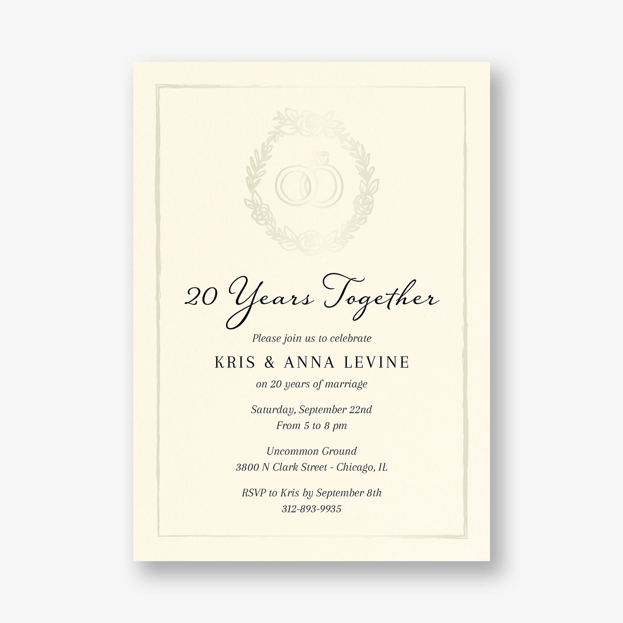 Wreath Rings Foil Anniversary Invitation - Image 5