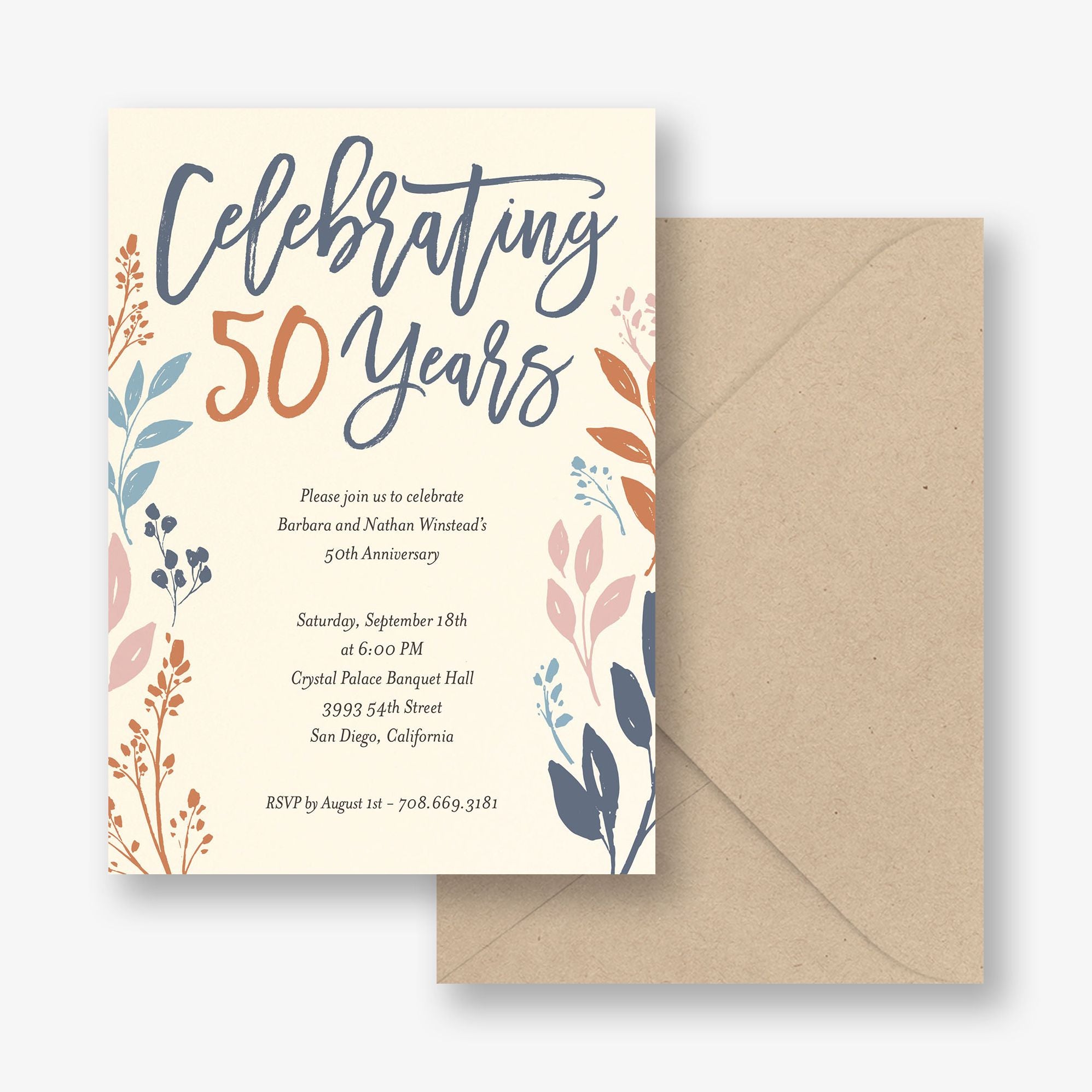 Festive Foliage Anniversary Invitation - Image 2