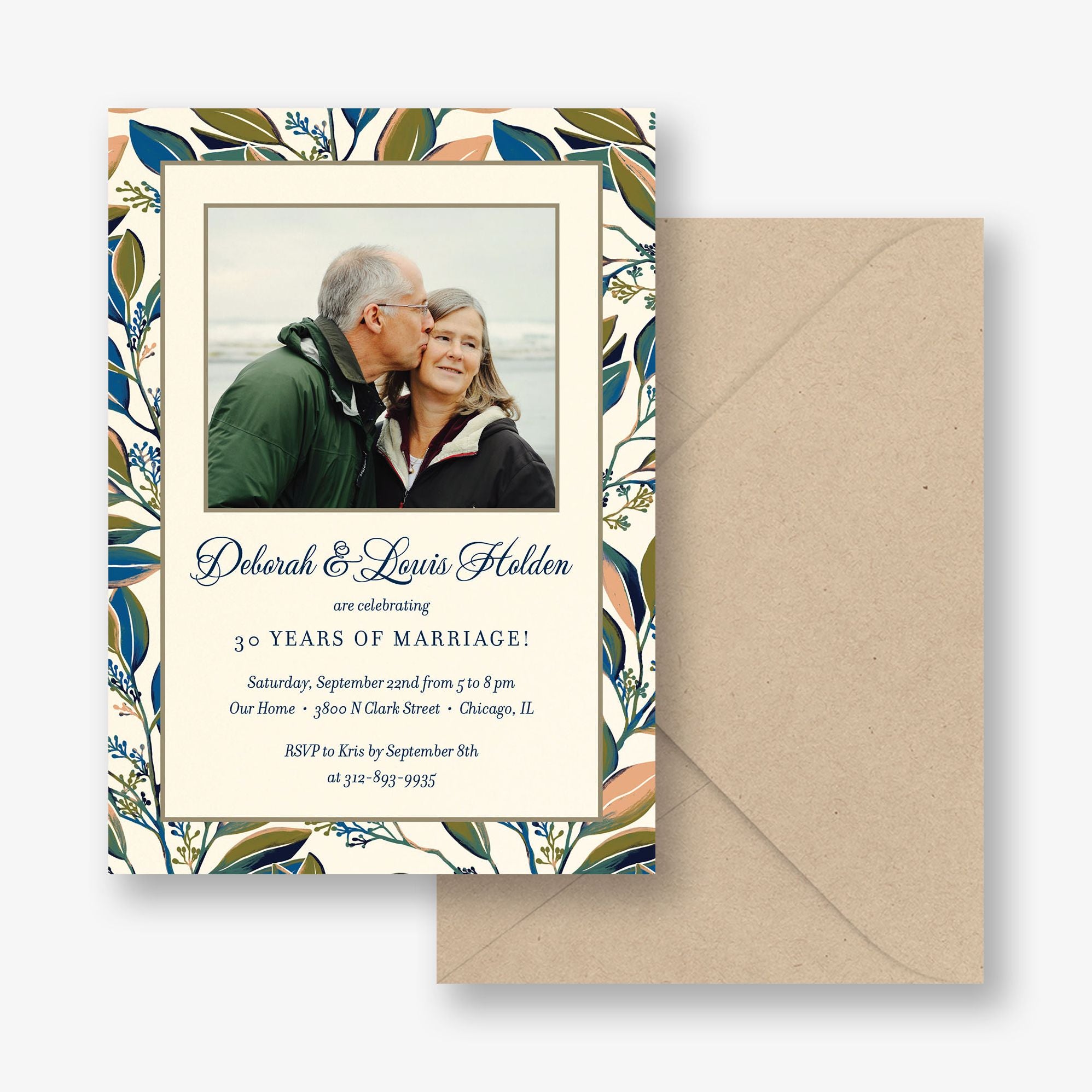 Foliage Frame Photo Anniversary Invitation - Image 2