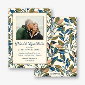 Foliage Frame Photo Anniversary Invitation