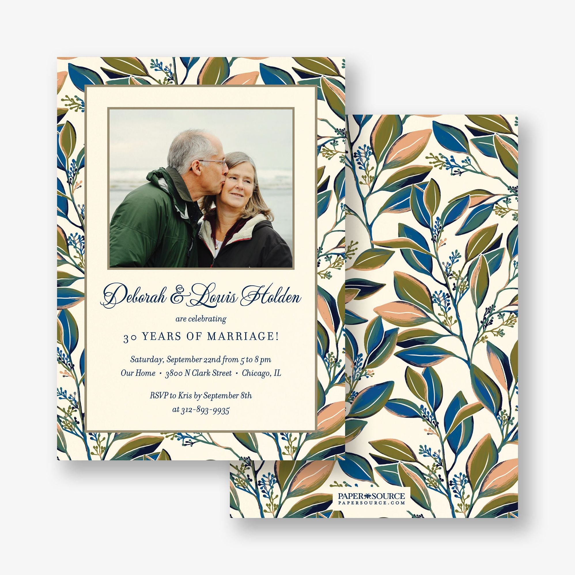 Foliage Frame Photo Anniversary Invitation