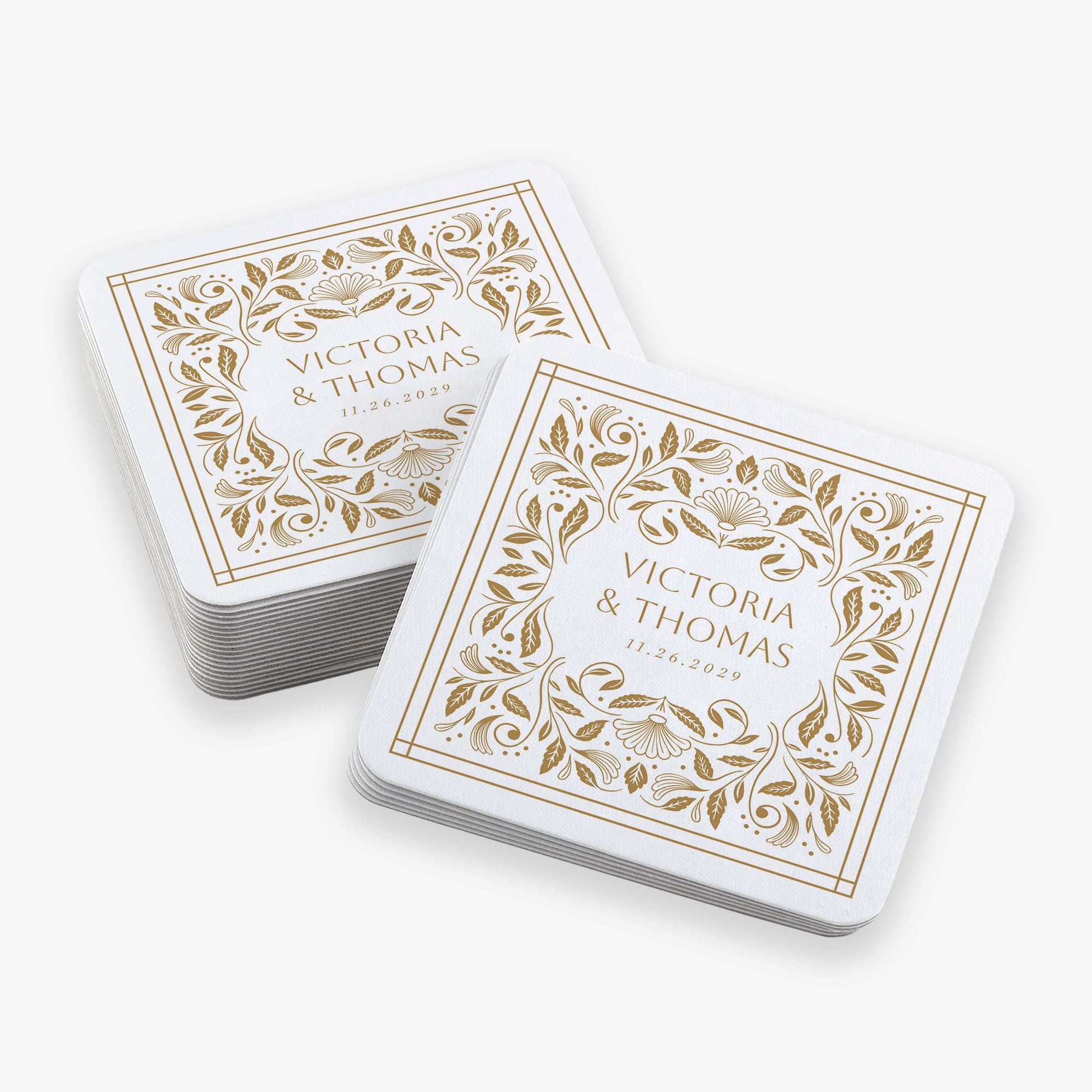 Foliage Filigree Square Custom Coasters - Image 2
