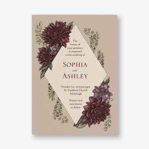 Moody Dahlias Wedding Invitation