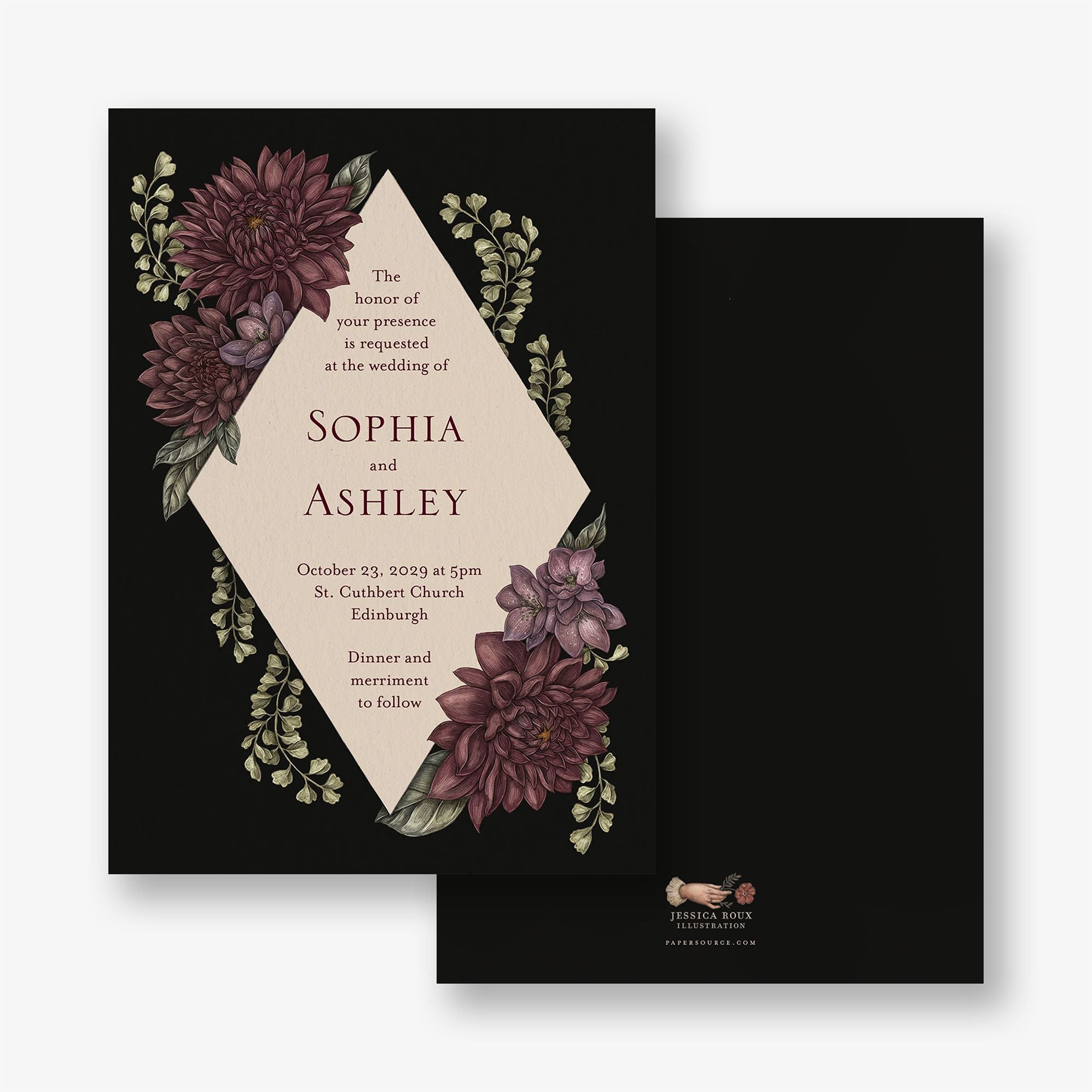 Moody Dahlias Wedding Invitation - Image 5