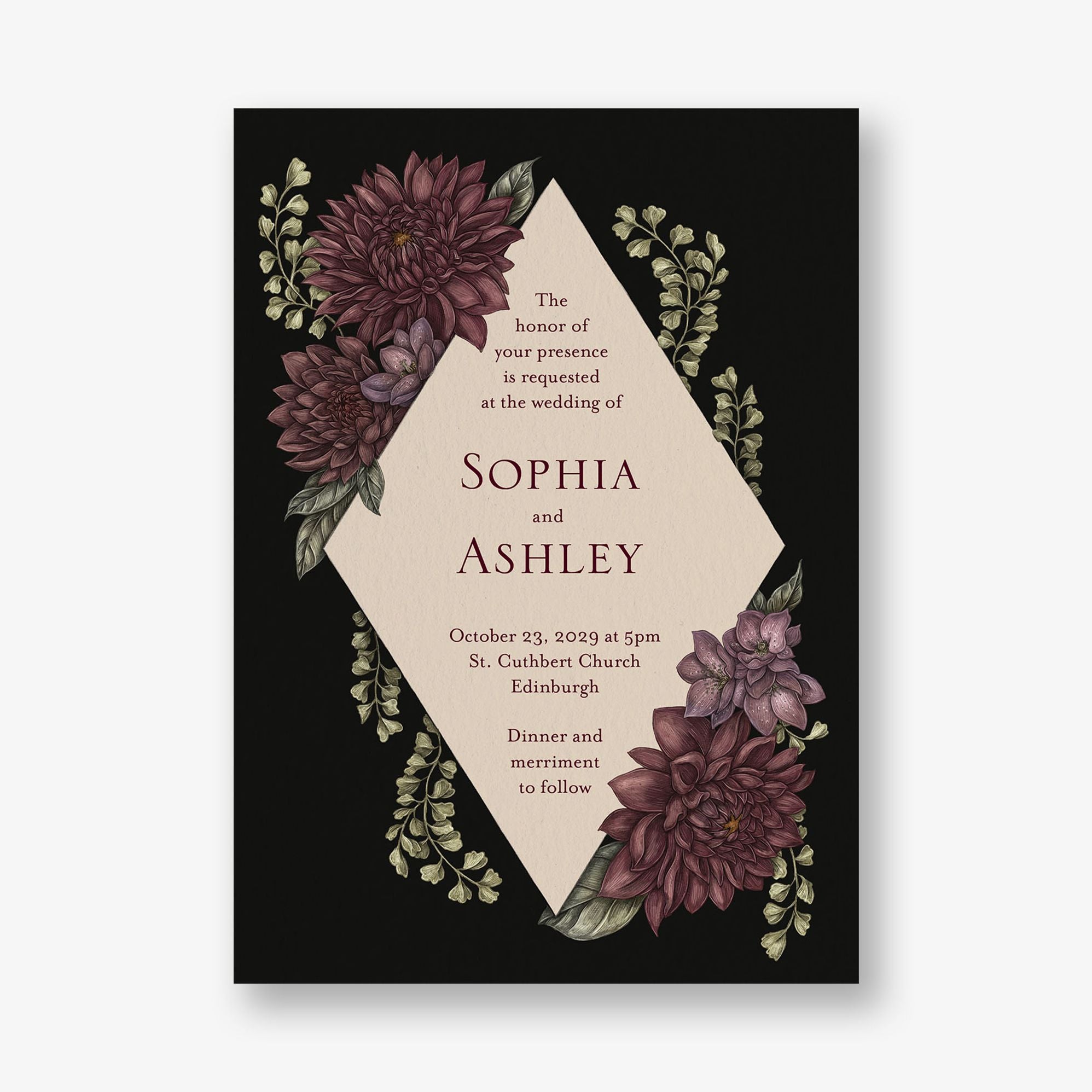 Moody Dahlias Wedding Invitation - Image 2