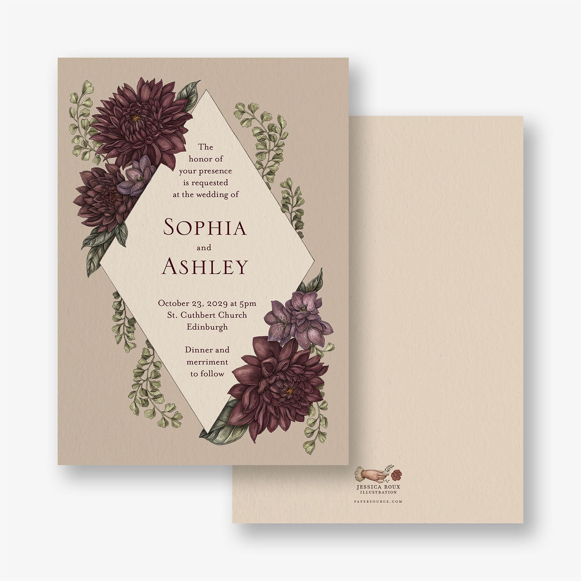 Moody Dahlias Wedding Invitation - Image 6