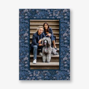 Blue Floral Frame Hanukkah Photo Card