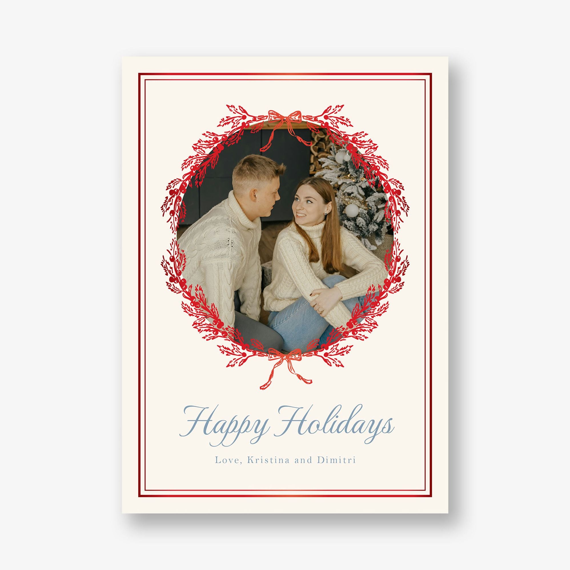 Winter Toile Foil Frame Holiday Photo Card - Image 2