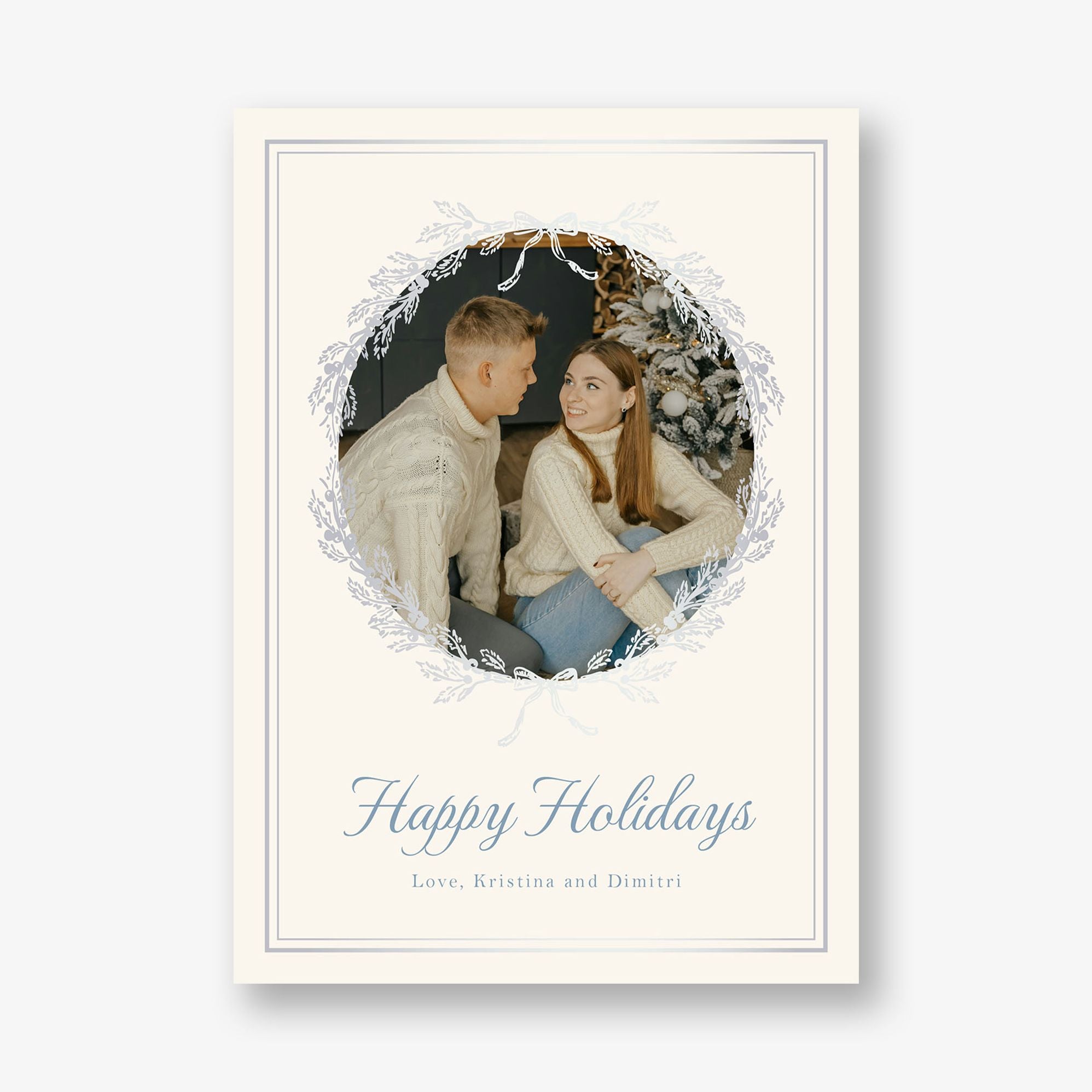 Winter Toile Foil Frame Holiday Photo Card - Image 3