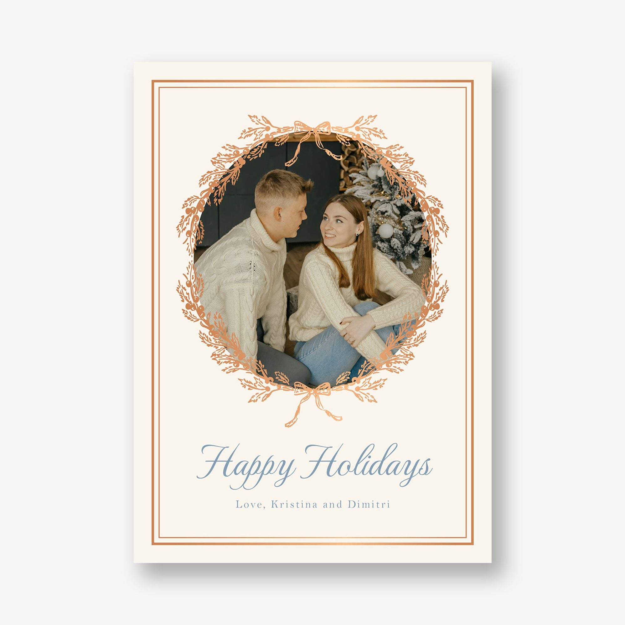 Winter Toile Foil Frame Holiday Photo Card - Image 4