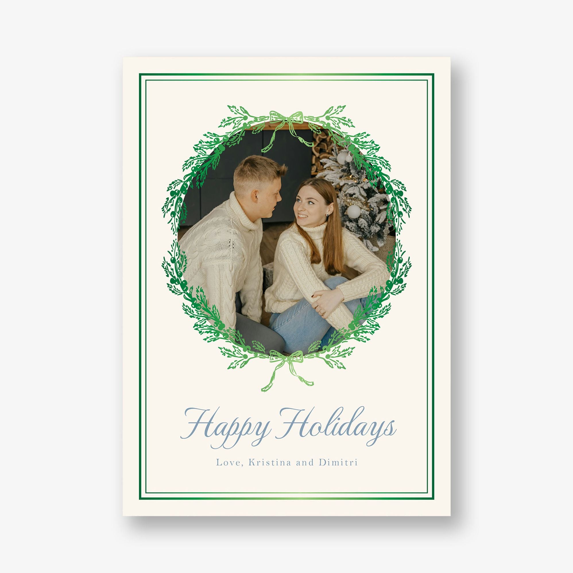 Winter Toile Foil Frame Holiday Photo Card - Image 6